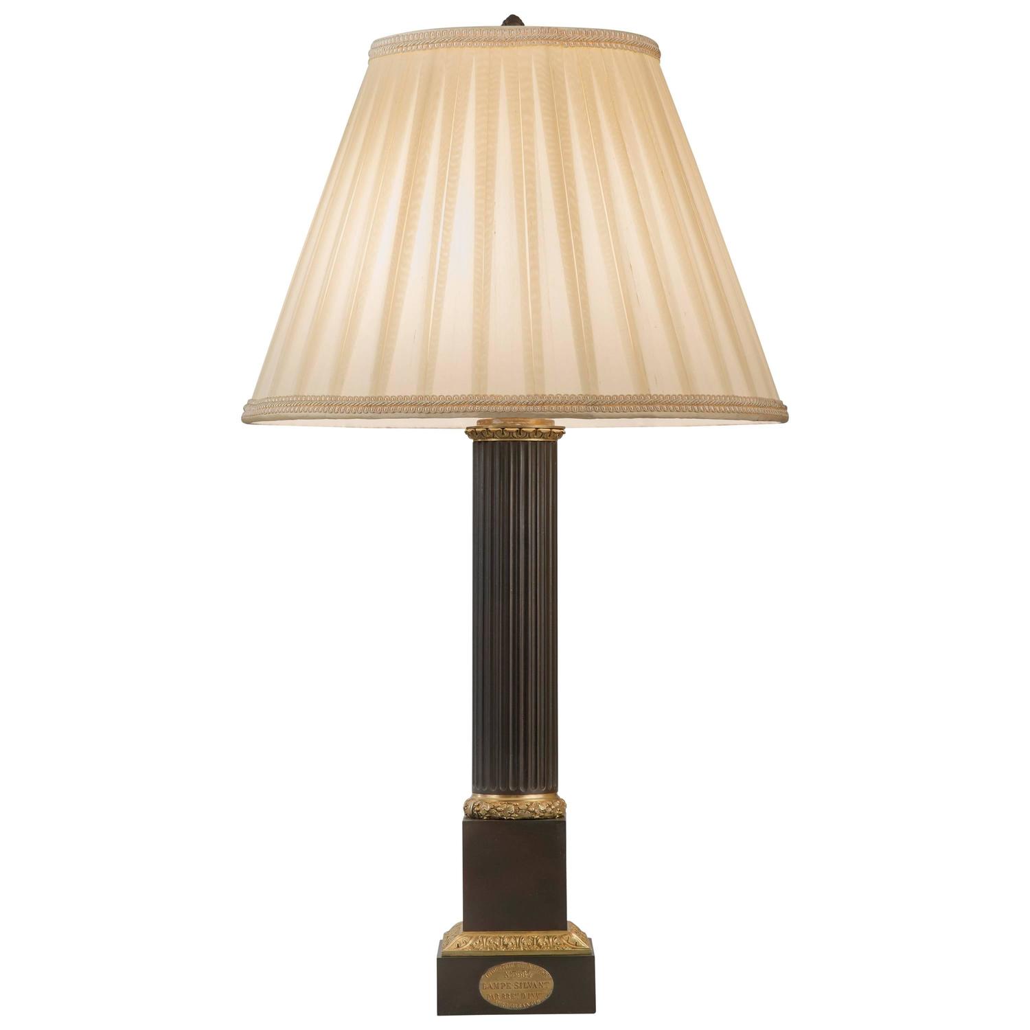 Tôle Table Lamps 71 For At 1stdibs French Gilt And Patinated Metal Column Oil Lamp Now Electrified