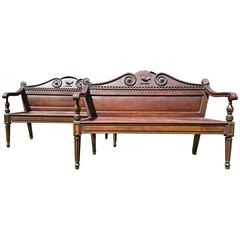 Used Rochfort Benches, Pair Irish Regency Mahogany Benches Original Family Owner