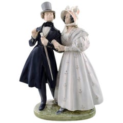 Large Royal Copenhagen Figurine, "Evening Walk in Tivoli Gardens"