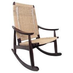 Vintage Mid-Century Modern Rocking Chair in the Style of Hans Wegner