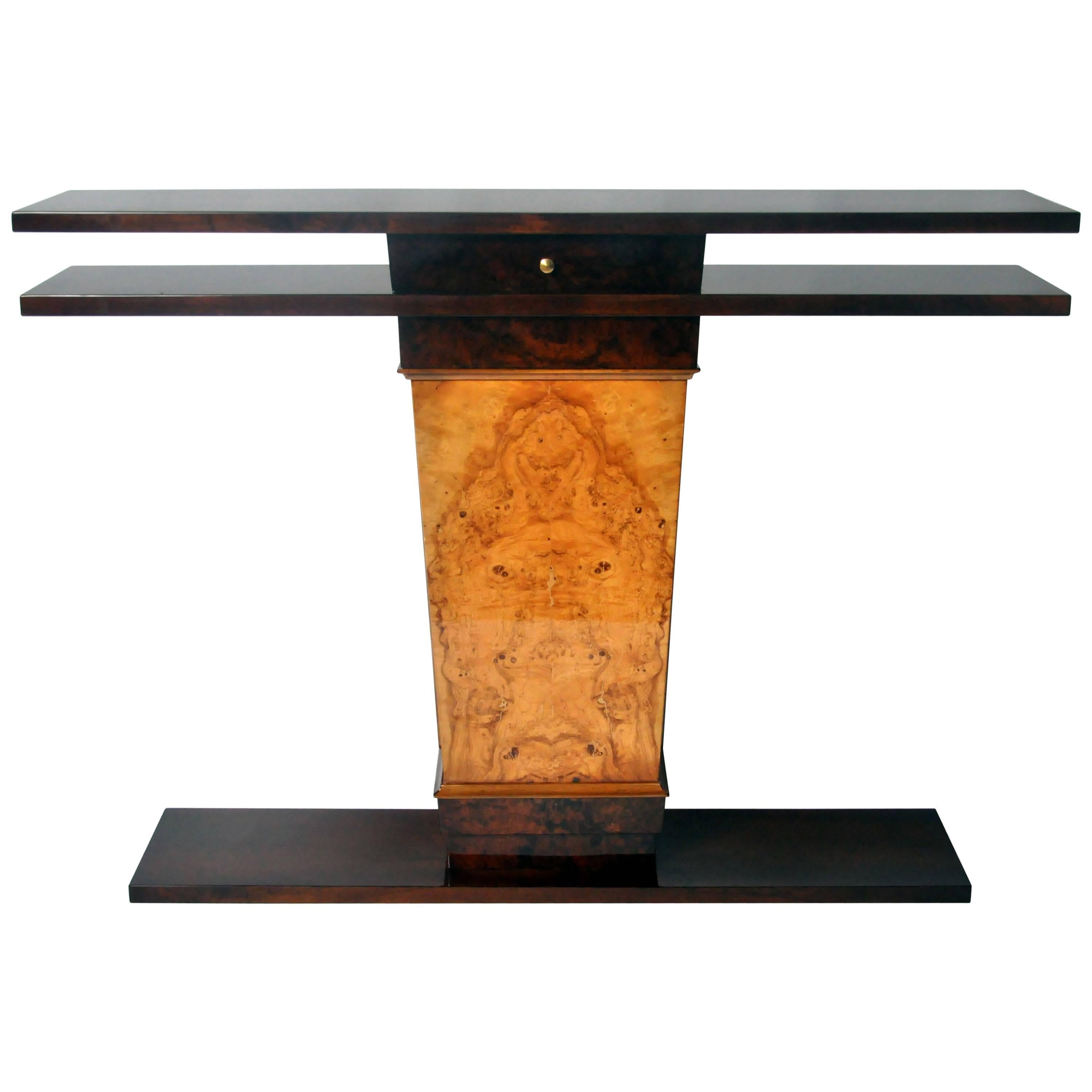 Art Deco Style Pedestal Console Table with Drawer