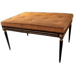 Louis XVI Style Upholstered Ebonized Ottoman