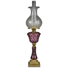 Boston and Sandwich Glass Company Cranberry Cut to Clear Overlay Lamp 10