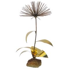 Exquisite Dandelion Flower Sculpture with Onyx by Curtis Jere Artisan House