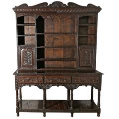 18th Century, Carved Oak Dresser with Tree of Life Carvings