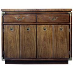 Vintage Drexel Heritage Campaign Style Sideboard or Buffet on Rollers