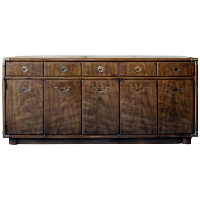Drexel Heritage Campaign Buffet or Sideboard on Rollers at 1stDibs
