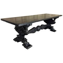 17th Century Italian Renaissance Walnut Table with Winged Horses & Angels 10