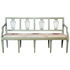 19th Century Swedish Neoclassical Painted Bench with Hand-Woven Tapestry Seat 6