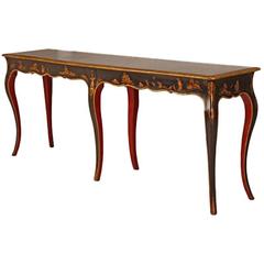 Long Italian Rococo Style Chinoiserie Console Table
