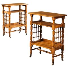 Pair of Oak Arts and Crafts Two-Tier End Tables by Leonard Wyburd for Liberty