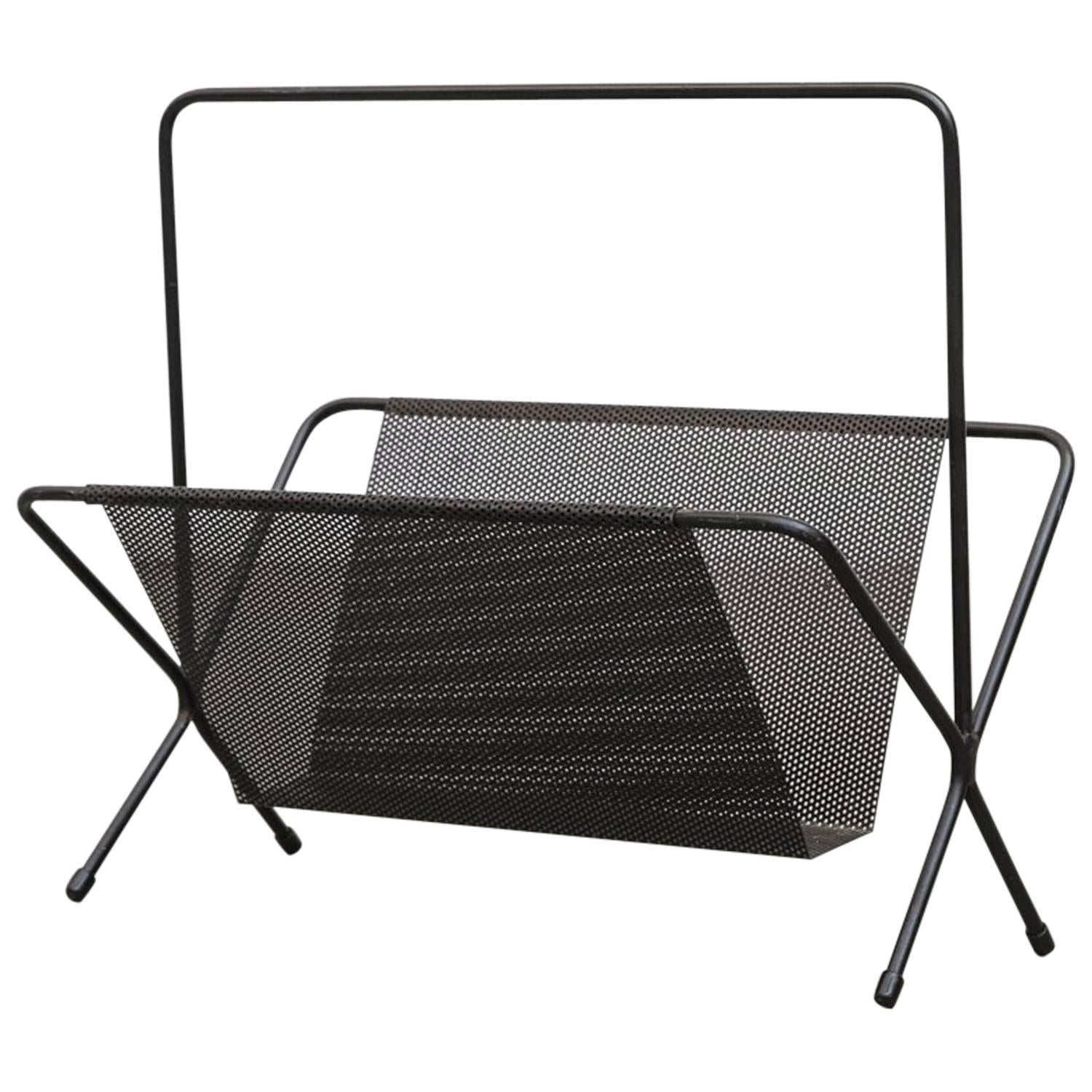 Perforated Metal Magazine Stand Attributed to Pilastro