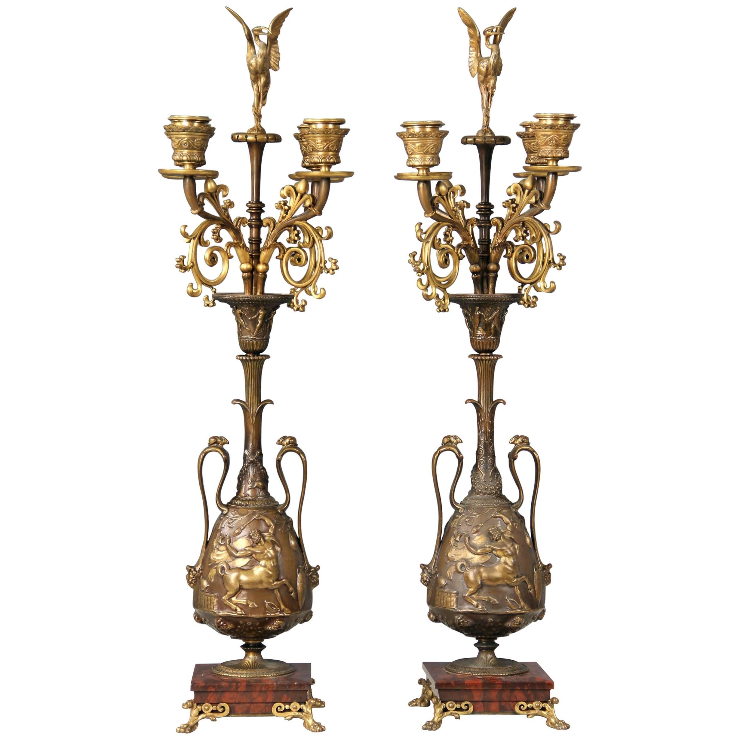 Pair of Late 19th Century Napoleon III Candelabra by Levillian and Barbedienne For Sale