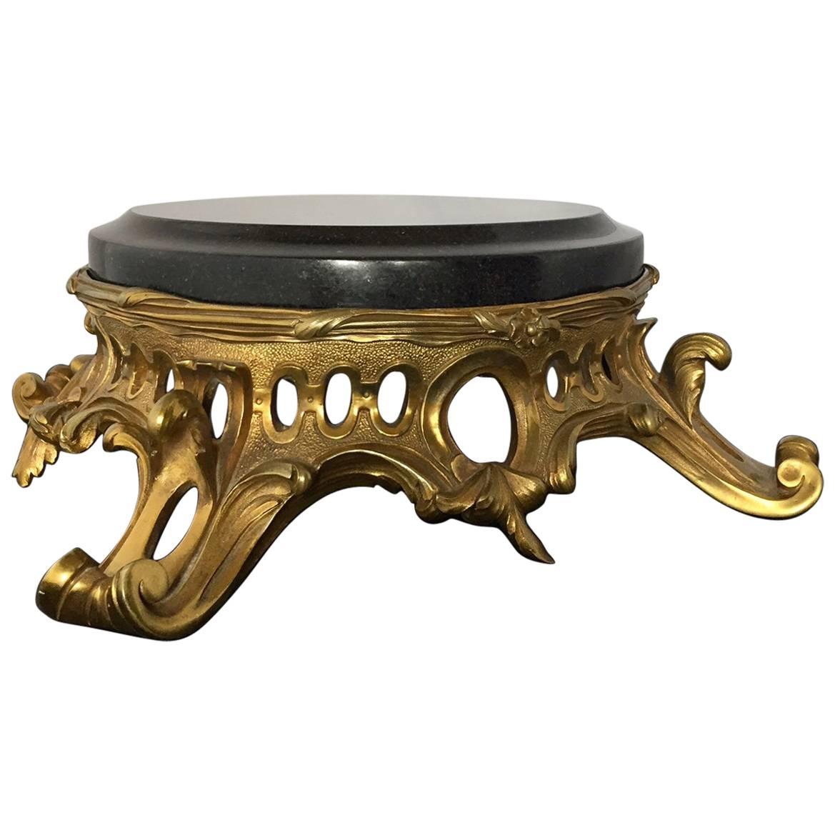 SALE French 19th Century, Ormolu Stand Centerpiece Black Marble Top For Sale
