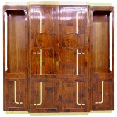Paul Evans Burl wood and Brass Breakfront Sideboard for Directional 8