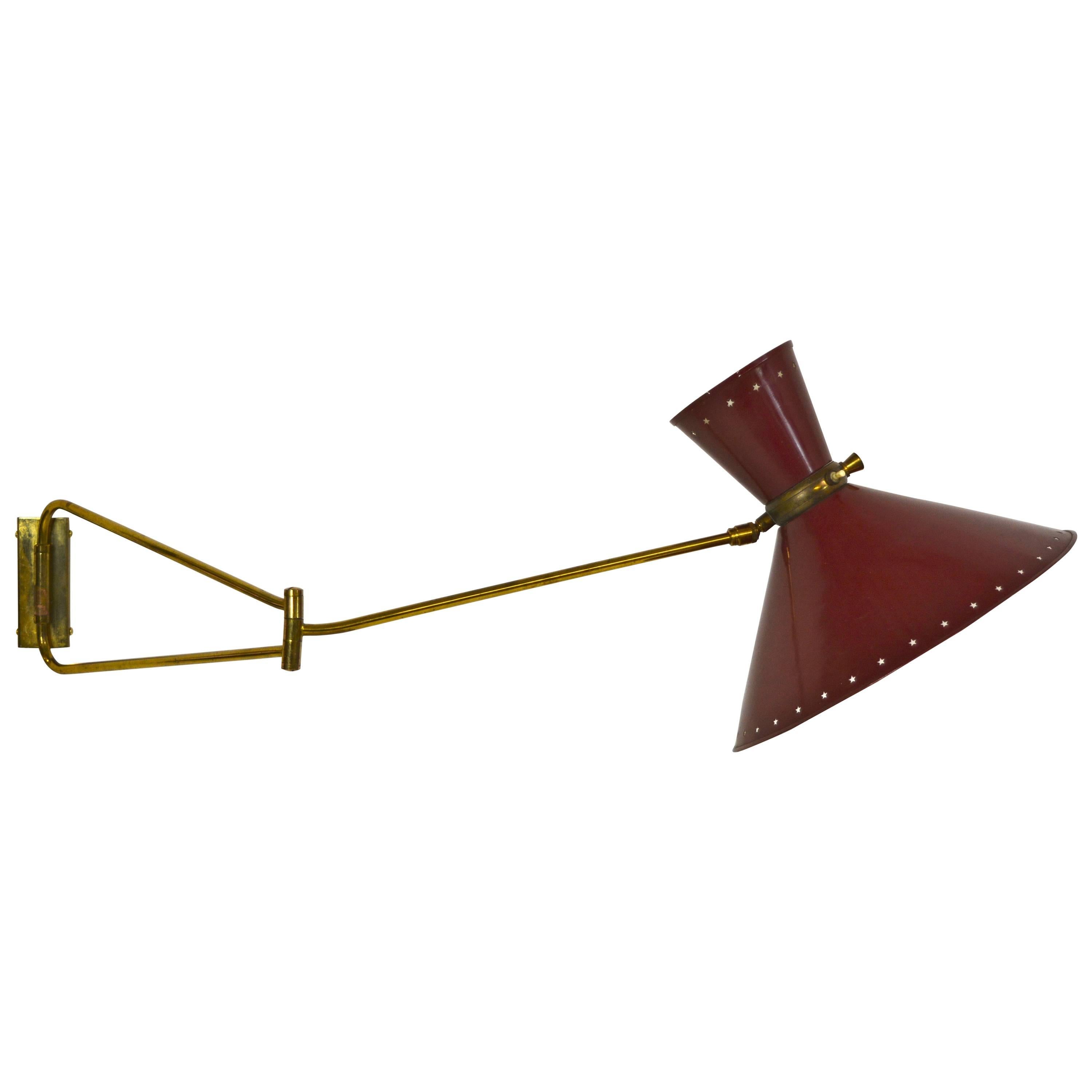 French Swing Arm Wall Lamp by Rene Mathieu, circa 1950s For Sale