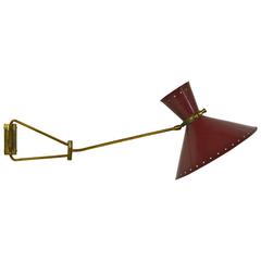 Vintage French Swing Arm Wall Lamp by Rene Mathieu, circa 1950s