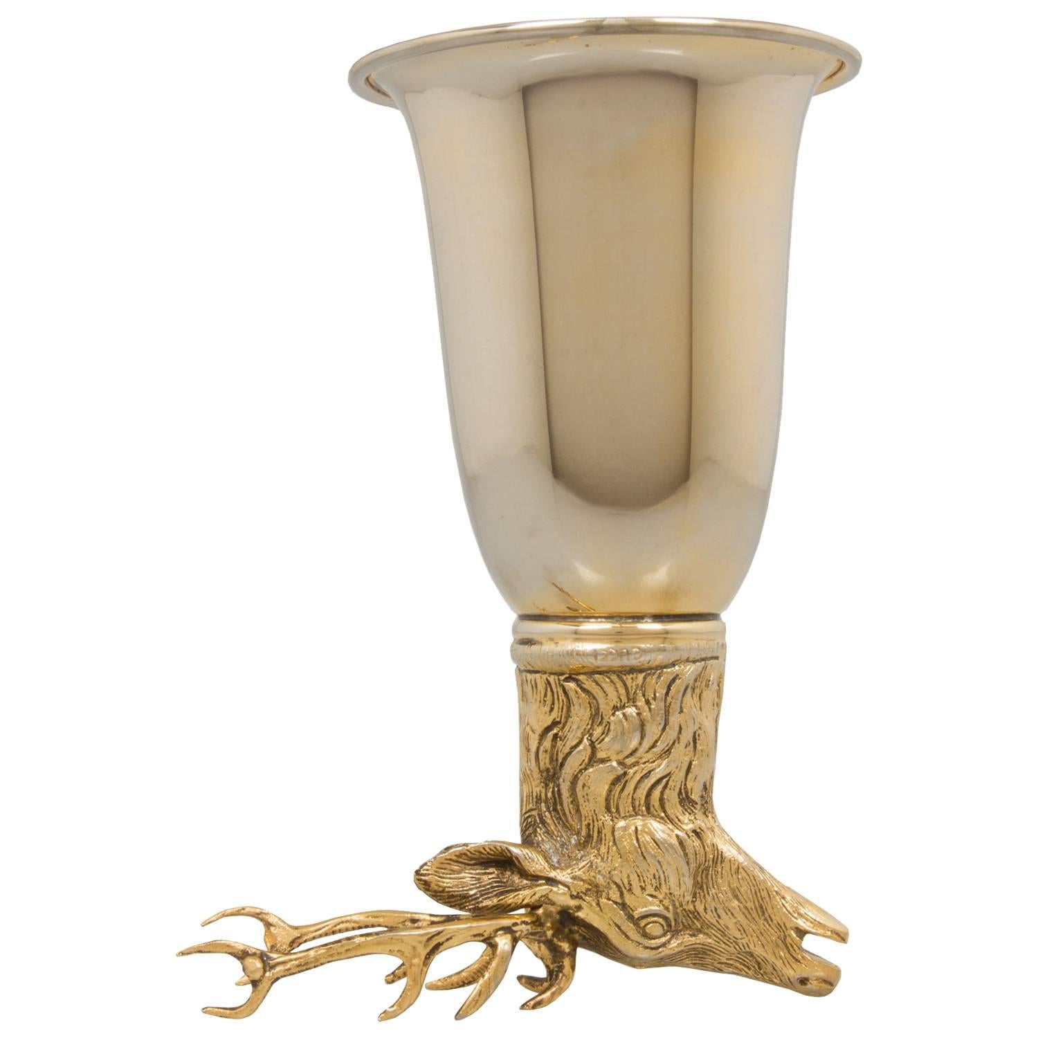 Large Gucci Stag Stirrup Cup For Sale