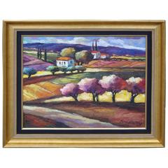 Rare Large Framed Original Tuscany Italy Oil Painting by Slava Brodisnky