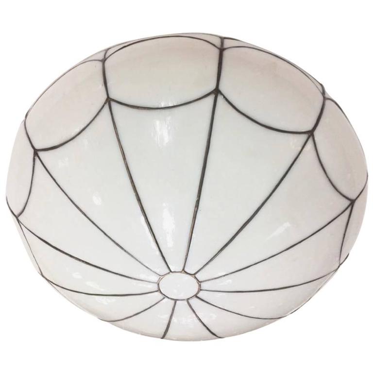 White Leaded Glass Light Fixture For Sale at 1stdibs