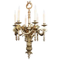 French 19th-20th Century Louis XVI Style Gilt Bronze Six-Light Chandelier 10