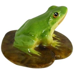 Majolica Frog on Lily Pad Jerome Massier, circa 1900