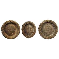 Antique Set of Three Carved Plaques from a Church in Rouen, France, 19th Century