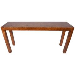 Modern Burl Console or Sofa Table 1