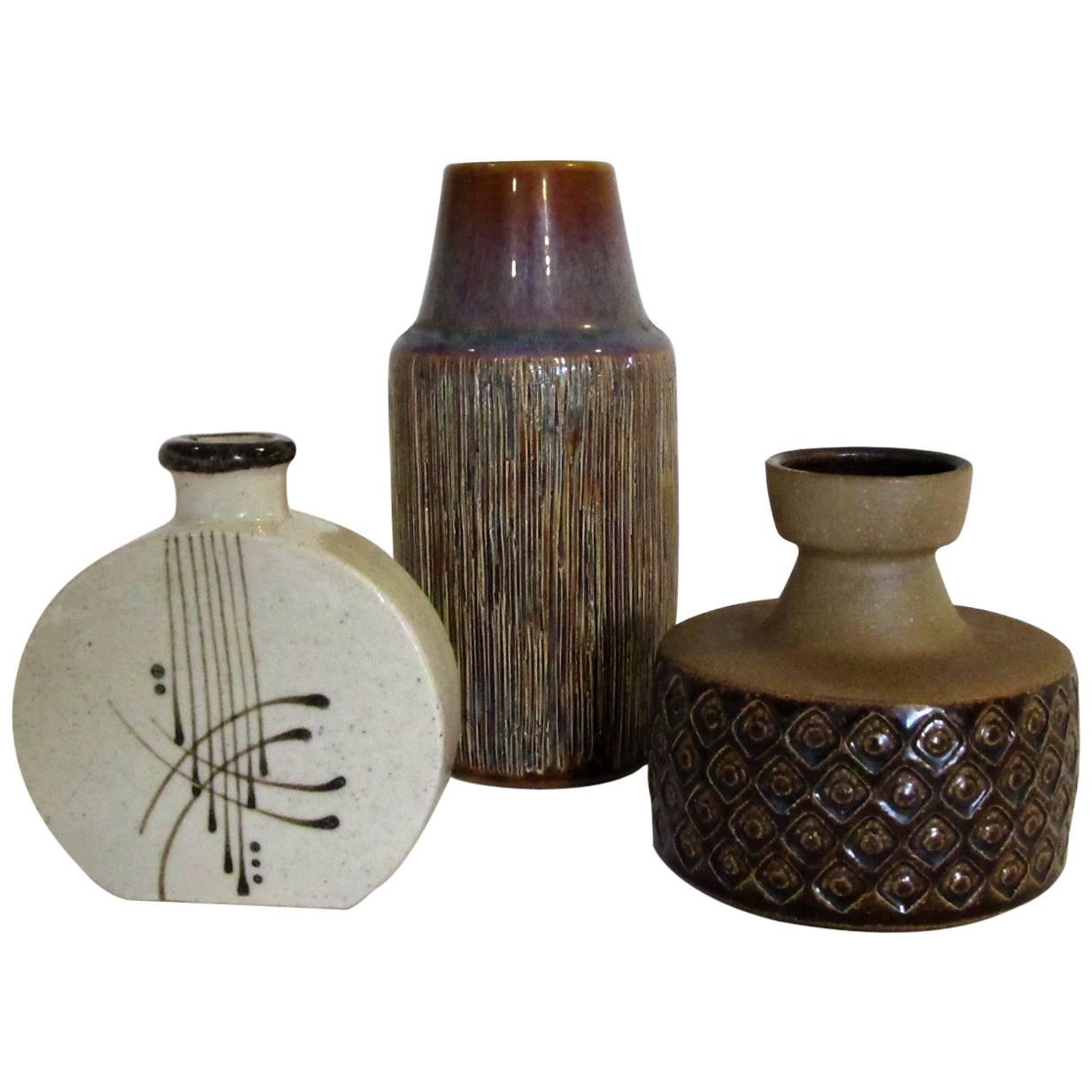 Three-Piece Collection of Danish Mid-Century Art Pottery