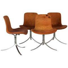 Four Chairs Model 'PK-9' by Poul Kjaerholm, Kold Christensen