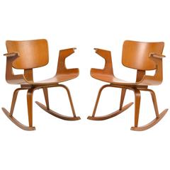 Rare 1950s Thonet Plywood Rocking Chairs