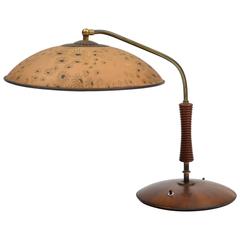 1930s Decorative Wood and Brass Table Lamp