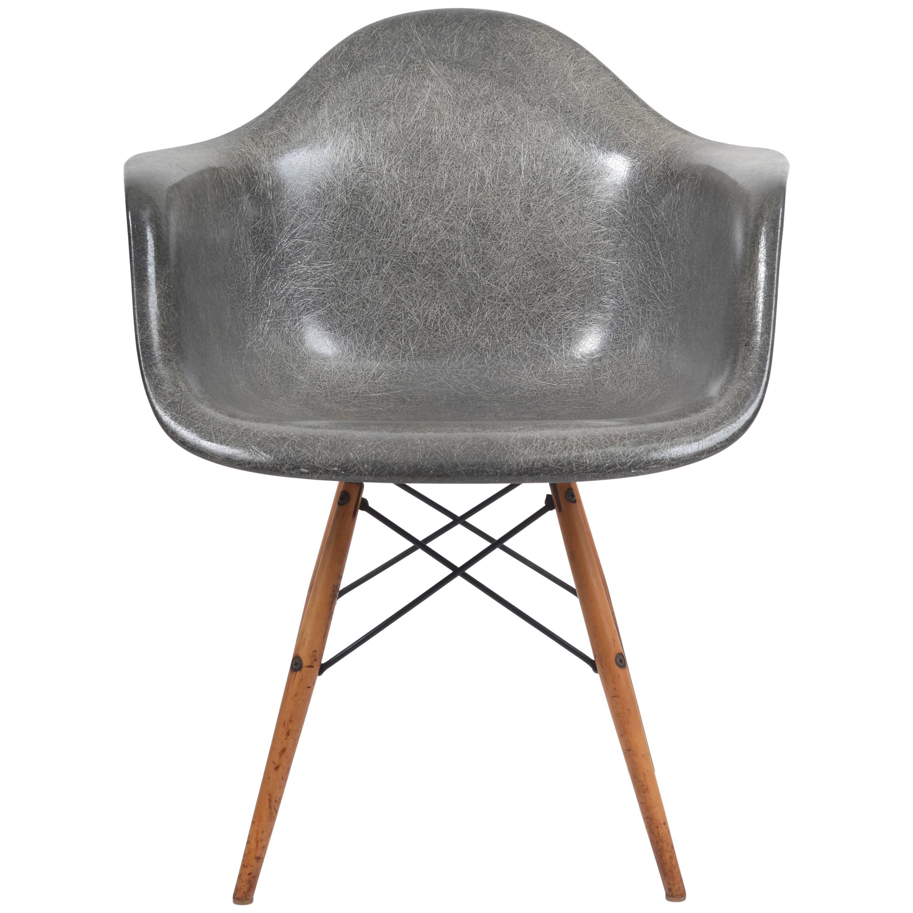 1950s Herman Miller Grey Zenith Manufactured Rope Edge Fiberglass Eames Chair