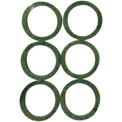Set of Six Jade Napkin Rings or Bangles