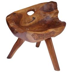 1950s French Olive Tree Stool