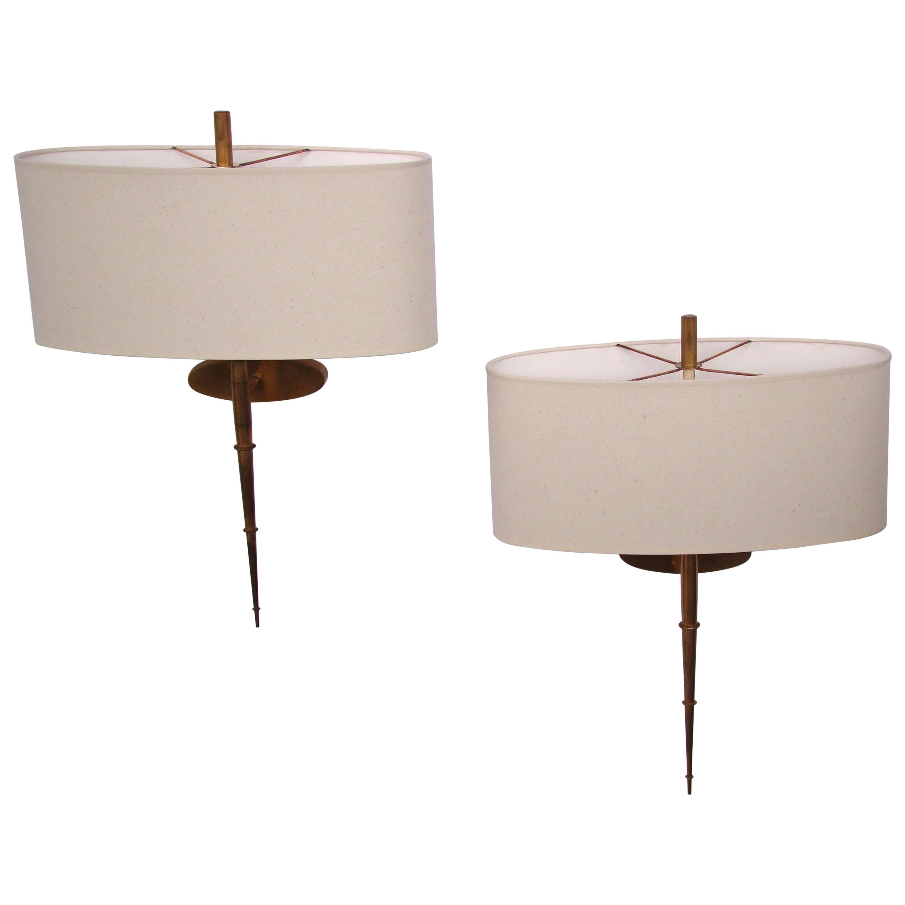 1960s French Bronze Pair of Sconces by Jules Leleu