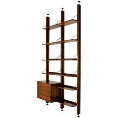 Rosewood Veneered Wall Bookcase with Adjustable Elements Vintage, Italy, 1960s