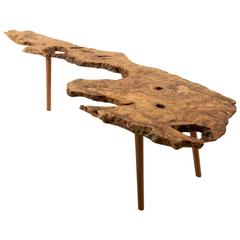 Unique Signed Olive Side Table by Jörg Pietschmann