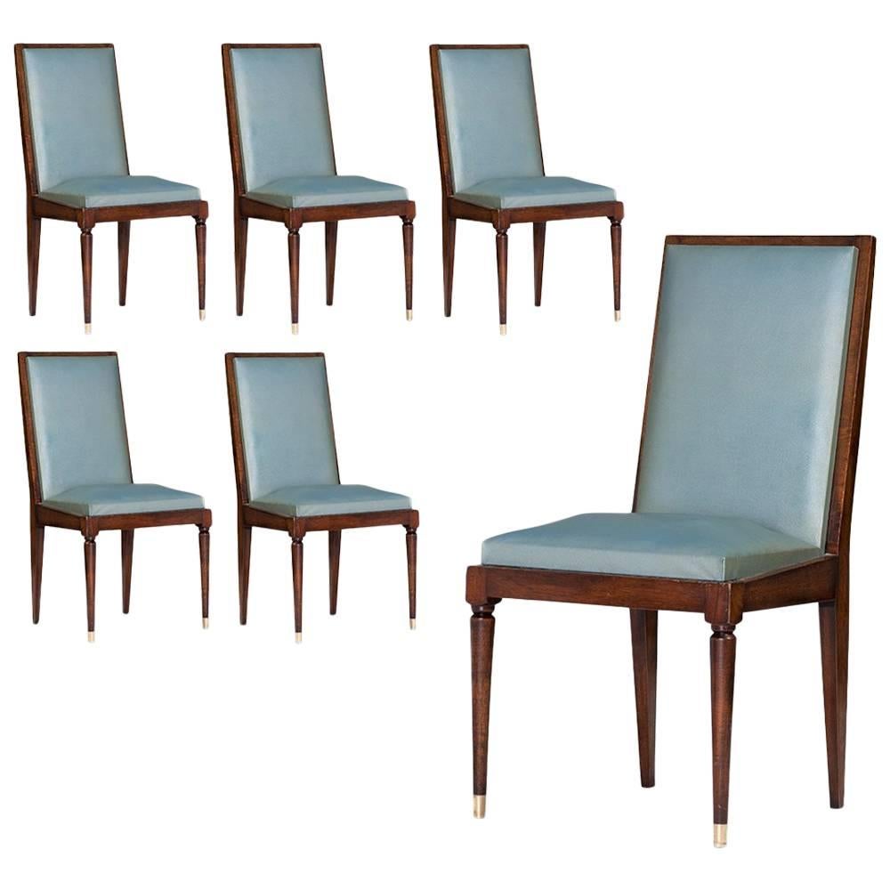 Art Deco Set of Six Chairs, circa 1940 For Sale