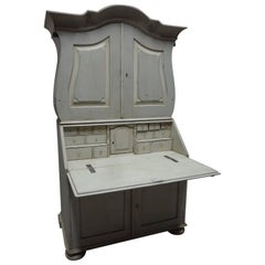 Antique Swedish Rococo Secretary Hutch