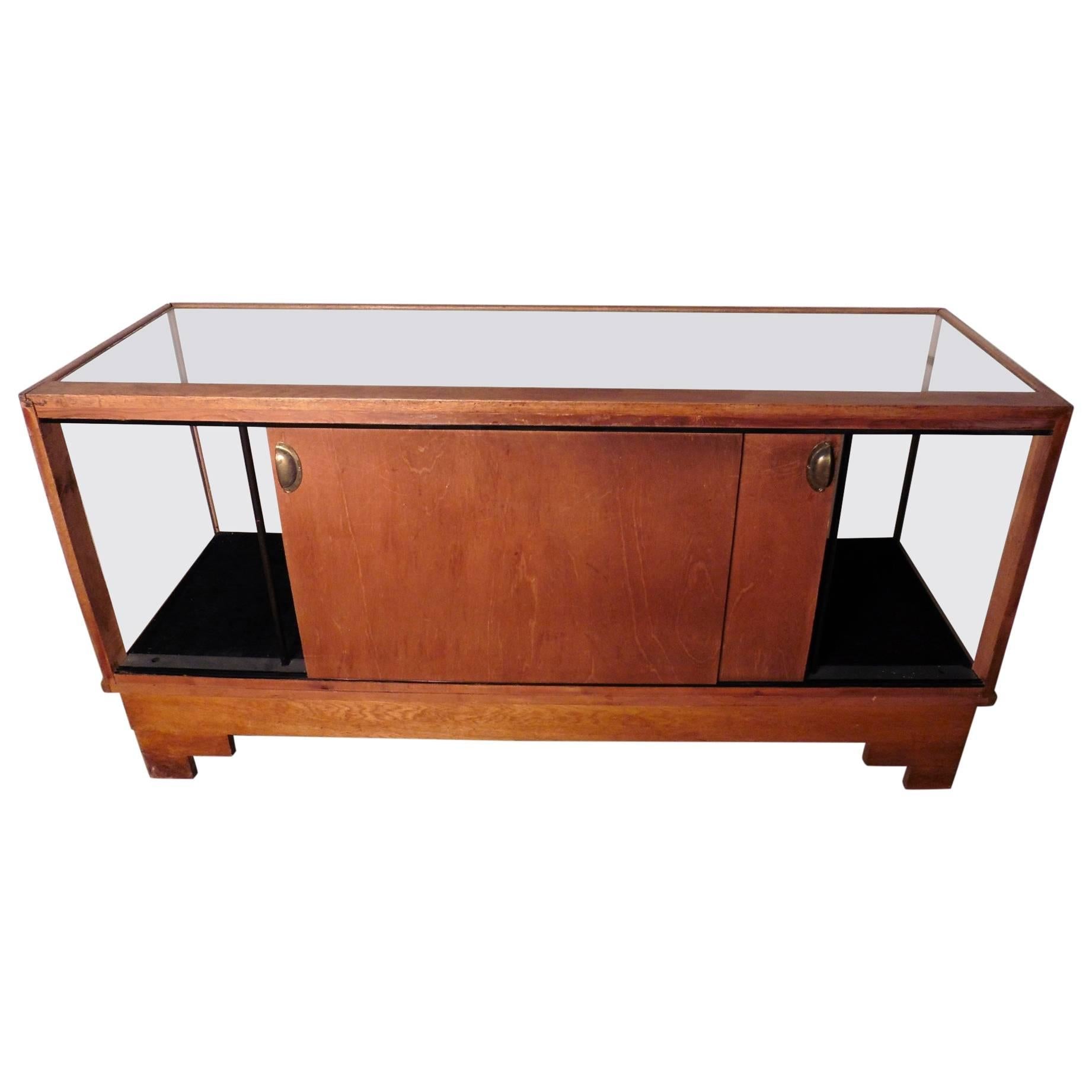 Vintage Art Deco Haberdashery Shop Counter, Golden Oak Shop Display Cabinet