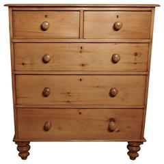 Large Victorian Stripped Pine Chest of Drawers, Hand Waxed Finish