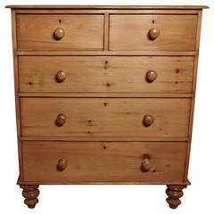 Large Victorian Stripped Pine Chest of Drawers, Hand Waxed Finish