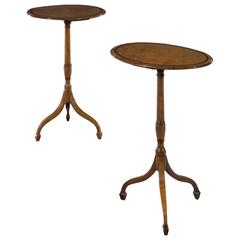 Pair of 18th Century George III Period Oval-Shaped Satinwood Occasional Tables