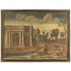 18th Century Italian Painting Landscape with Architecture 9