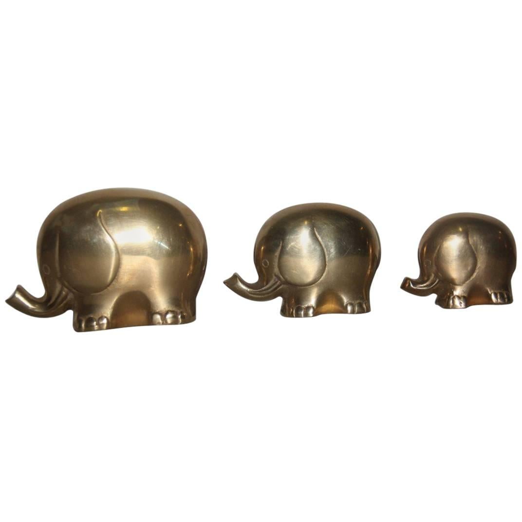 Sculptures 1970 Elephants Brass