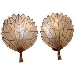 Pair of French 1970s Applique Mother-of-Pearl