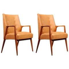 Charming Pair of Walnut Armchairs Designed Architect by Carl Appel, Vienna, 1956