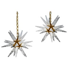 Paar Bergkristall-Stern-Kronleuchter von Alexandre Vossion