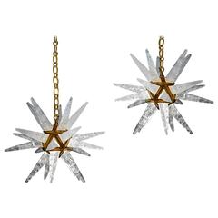 Pair of Rock Crystal Star Chandeliers by Alexandre Vossion 9